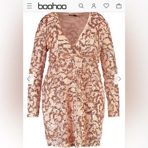 PLUS TWO TONE WRAP SEQUIN DRESS